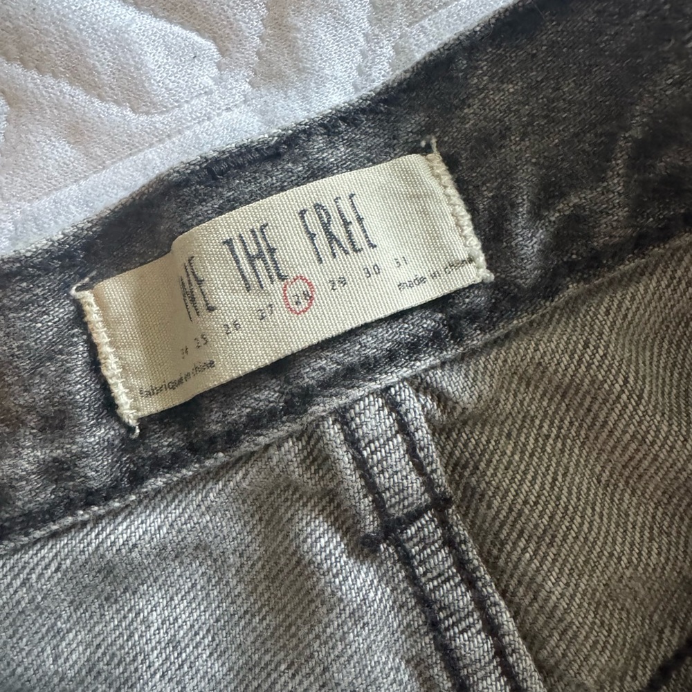 We The Free Gray Jeans with Charcoal Wash and Diagonal Weave